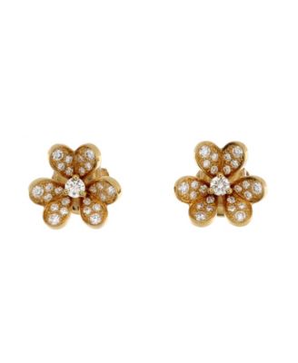 Pre-Owned Van Cleef & Arpels Mini Frivole Stud Earrings 18K Gold and Pave Diamonds