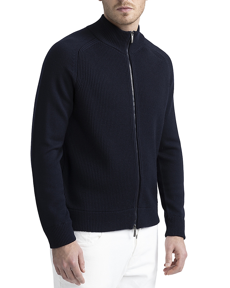 Peserico Zip Front Sweater In Inkwell Blue