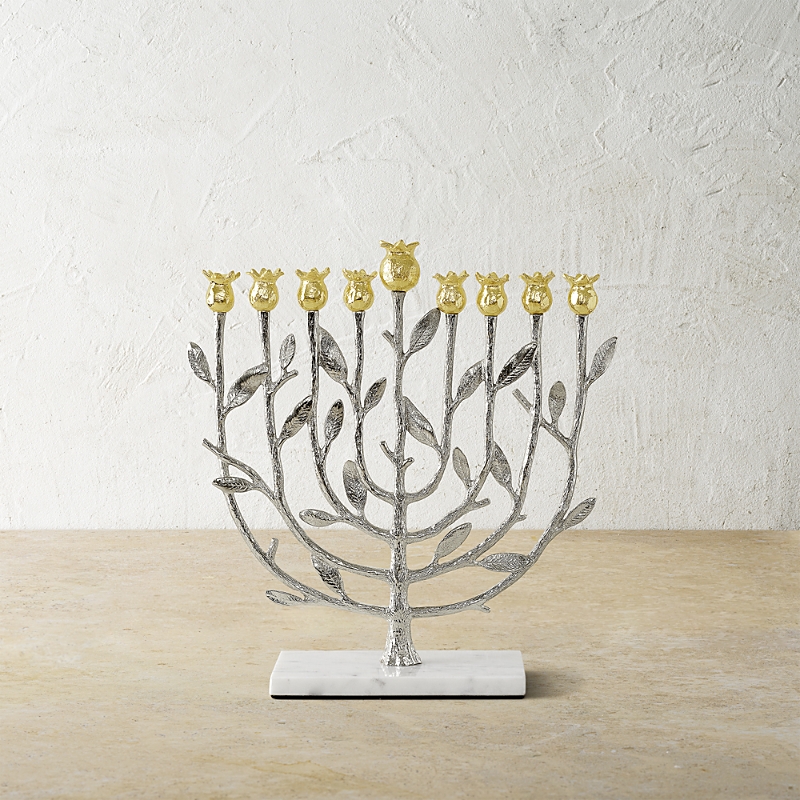 Michael Aram Pomegranate Silver And Gold Hanukkah Menorah With 24k Gold