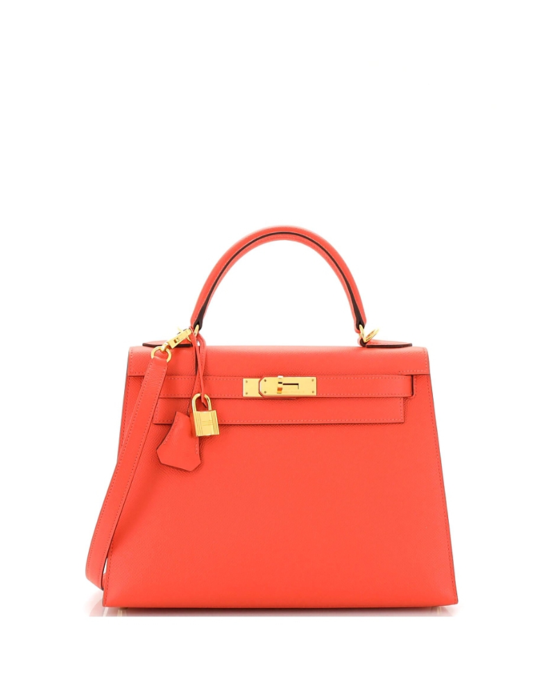 Pre-Owned Hermes Kelly 28 Handbag Red Epsom with Gold Hardware