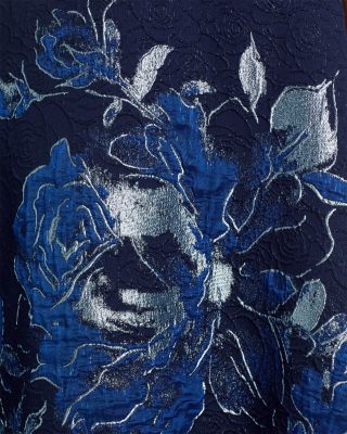 Off-the-Shoulder Metallic Floral Jacquard Gown