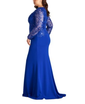 Plus Ren Bead Embroidered Crepe Gown