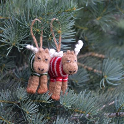 Melange Moose Ornaments, Set of 2