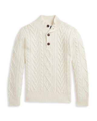 Ralph Lauren - Boys' Cable Wool & Cashmere Mock Neck Sweater - Big Kid