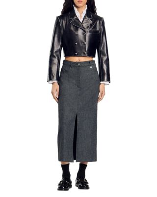 Sandro Aiden Cropped Leather Jacket | Bloomingdale's