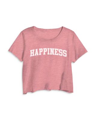 Prince Peter - Girls' Distressed Tri-Blend Happiness Crop Short-Sleeved Tee - Big Kid
