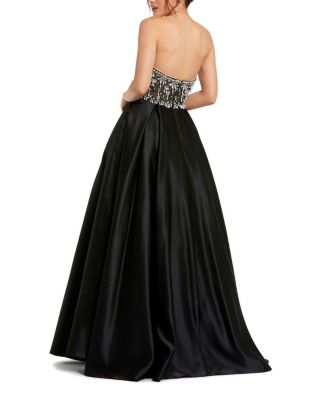Strapless Beaded Embellished Top Satin Ballgown