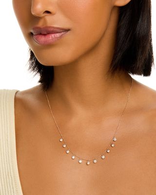 14K Yellow Gold Lab Grown Diamond Dangle Collar Necklace, 16-18"