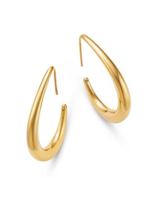 Bloomingdale's Fine Collection - Polished Graduated Electroform Medium Hoop Earrings in 14K Yellow Gold