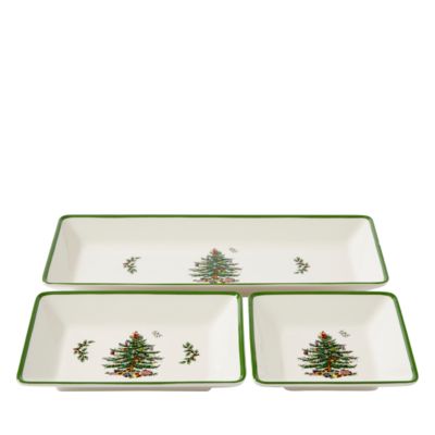 Christmas Tree Traditional 3 Piece Nesting Tray Set