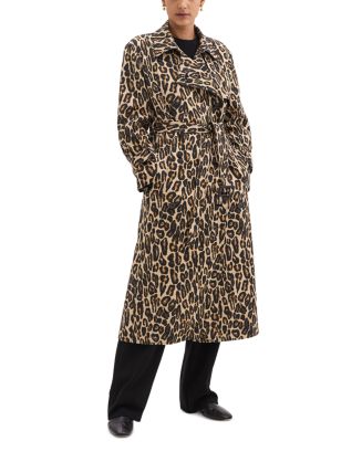 Theory Leopard Print Wool Trench Coat | Bloomingdale's