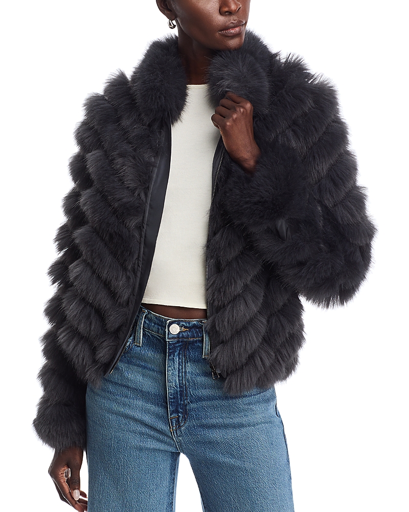 Love Token Reversible Faux Fur Jacket In Charcoal