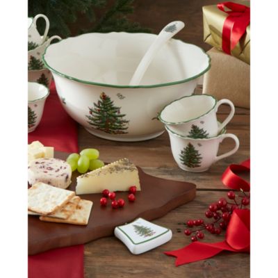 Christmas Tree 10-Piece Punch Bowl Set