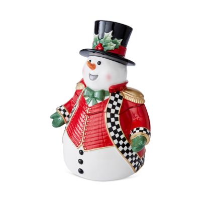 Christmas Tree Black &amp; White Snowman Cookie Jar