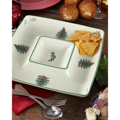 Christmas Tree Square Chip &#39;n Dip Tray