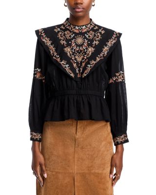 Lucky & Coco Multi Embroidered Ruffled Peplum Top | Bloomingdale's
