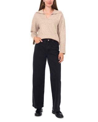 V Neck Spread Collar Sweater