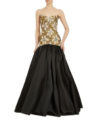green emerald velvet dress Yolanda Gold Brocade Column Gown  Markarian