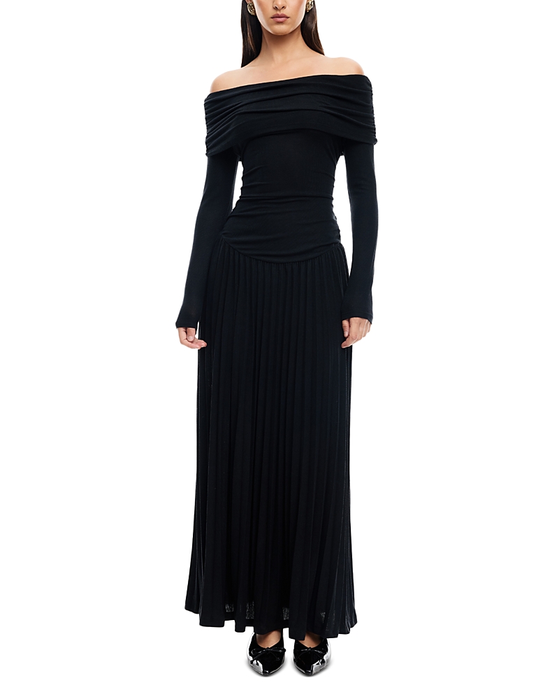 Lioness Field Of Dreams Long Sleeve Maxi Dress Onyx In Onyx