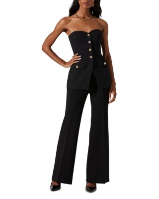 Milani Strapless Slim Fit Button Front Top