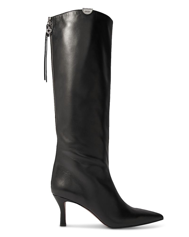 Maje Pointed-toe Leather Boots In Black