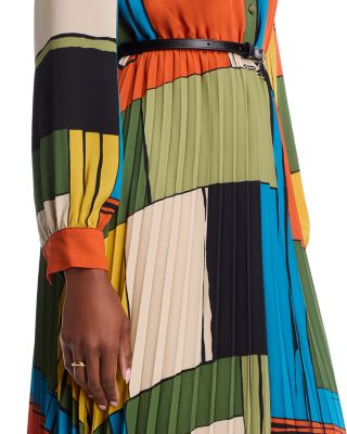 Pleated Midi Shirt Dress