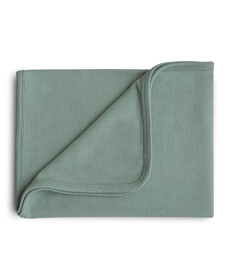 Mushie Unisex Ribbed Baby Blankets In Roman Green