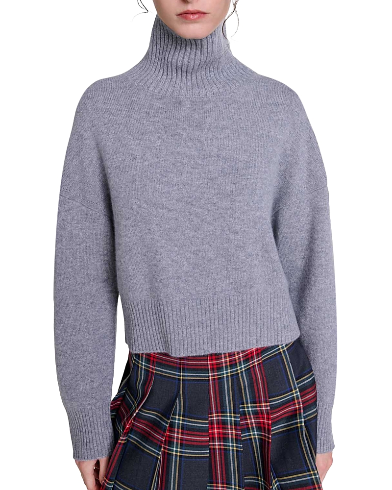 Maje Cashmere Knit Sweater In Grey
