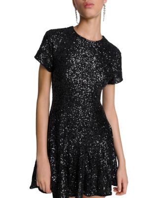 maje glitter dress Luxury Evening Dress Princess Black Gold – D&D Clothing main image 1
