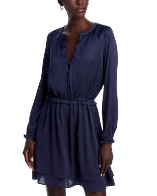AQUA - Satin Long Sleeve Mini Dress - Exclusive