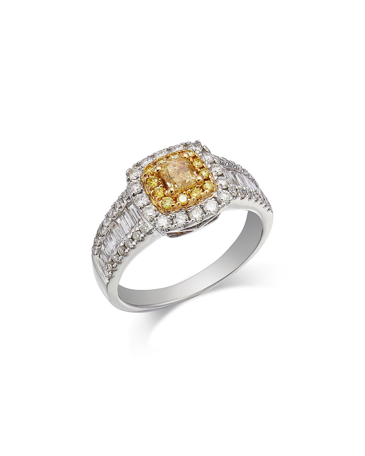Bloomingdale's Fine Collection White & Yellow Diamond Cushion & Round Halo Ring