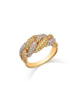 Bloomingdale's Fine Collection - White & Yellow Diamond Twist Ring in 14K White & Yellow Gold, 1.10 tcw