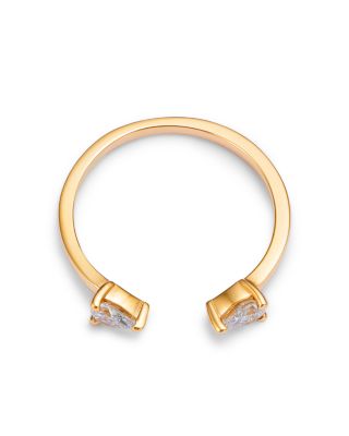 14K Yellow Gold Lab Grown Pear Cut Cuff Ring