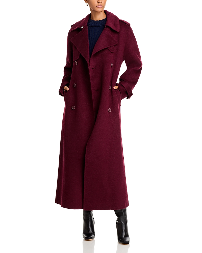 Simkhai Rumi Belted Wool Trench Coat In Oxblood