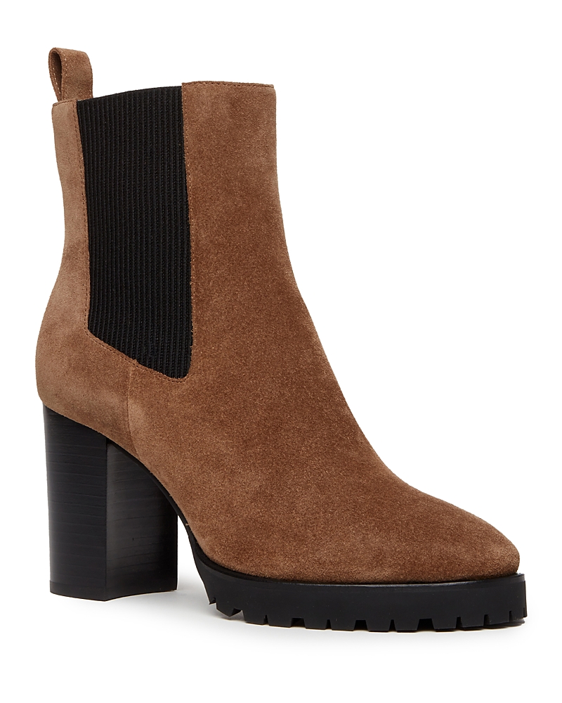 Shop Paige Women's Izzy Stretch Block Heel Ankle Boots In Truffle