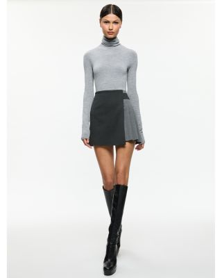 ミニスカート ALICE  OLIVIA Women Mid Skirts CL000534749B072 BLACK Alice and Olivia Pleated Asymmetric Mini Skirt | Bloomingdale's