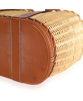 Garden Party Leather Straw/Raffia Handbag