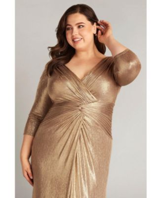 Plus Ryah Metallic Twist Drape Gown