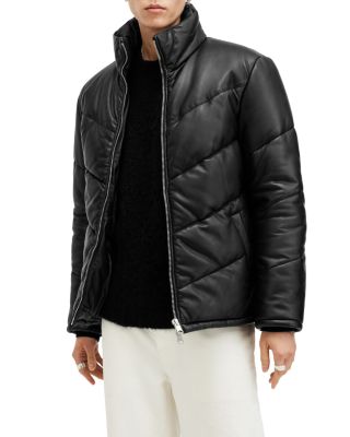 ALLSAINTS - Raya Leather Quilted Full Zip Puffer Jacket