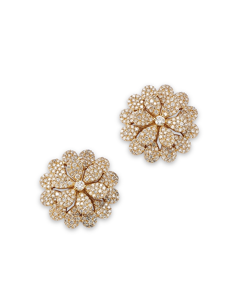 Bloomingdale's Fine Collection Bloomingdale's Diamond Pave Flower Stud Earrings In 14k Yellow Gold, 1.50 Ct. T. W. In Gold