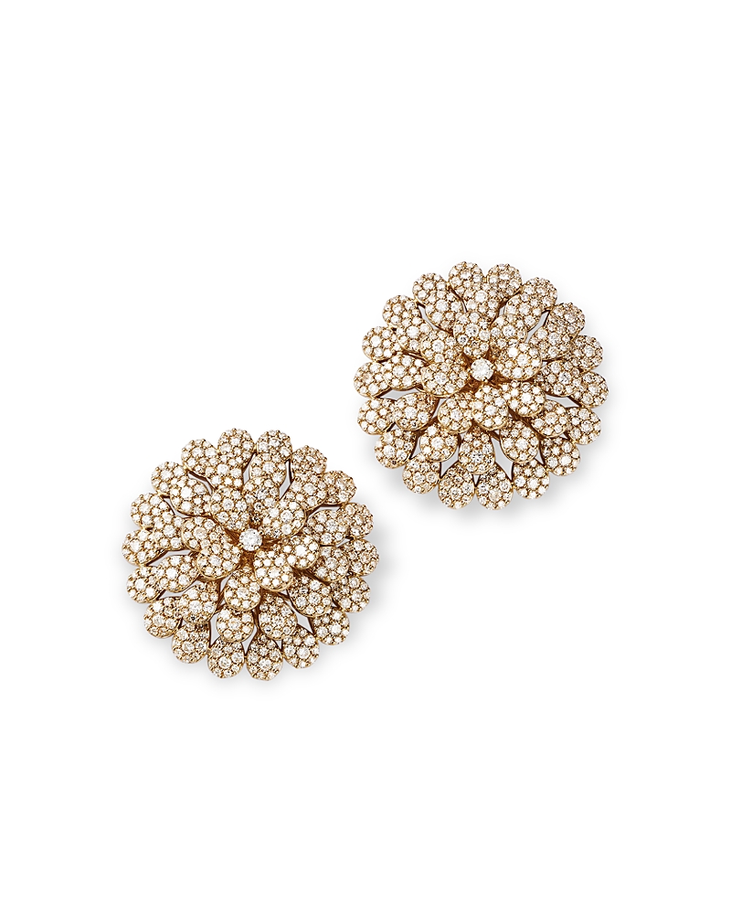 Bloomingdale's Fine Collection Bloomingdale's Diamond Pave Flower Stud Earrings In 14k Yellow Gold, 3.00 Ct. T. W. In Gold