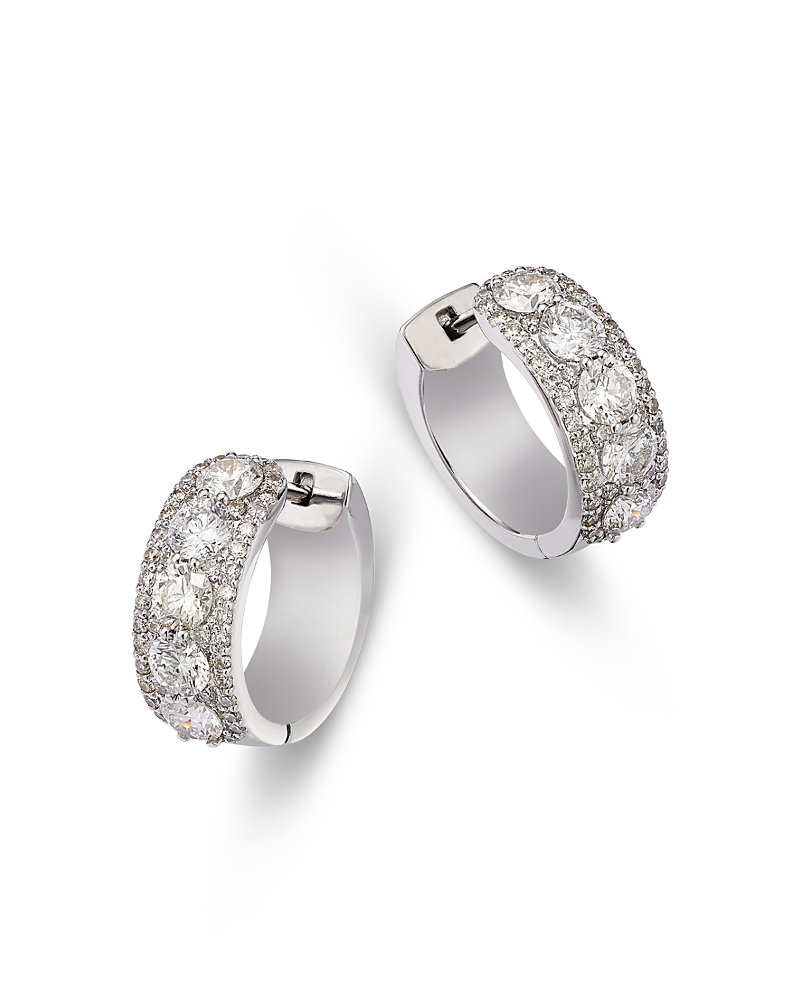 Bloomingdale's Fine Collection Bloomingdale's Diamond Huggie Hoop Earrings In 14k White Gold, 2.0 Ct. T. W. In White