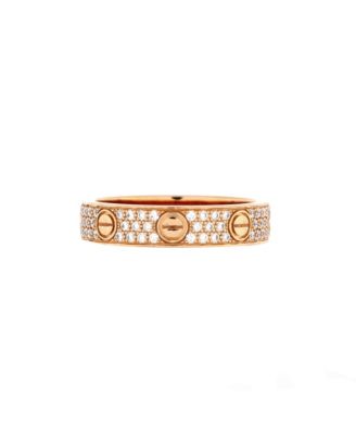Pre-Owned Cartier Love Wedding Band Pave Diamonds Ring 18K Rose Gold and Diamonds