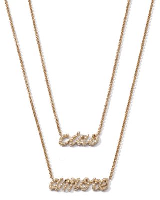 Diamond "Amore" Pendant Necklace in 14K Yellow Gold, 0.20 tcw 