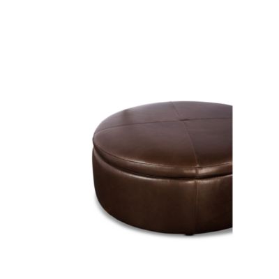Alta Large Round Storage Ottoman, in Leather