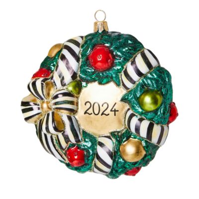 Mackenzie-Childs 2024 Classic Courtly Wreath Glass Ornament