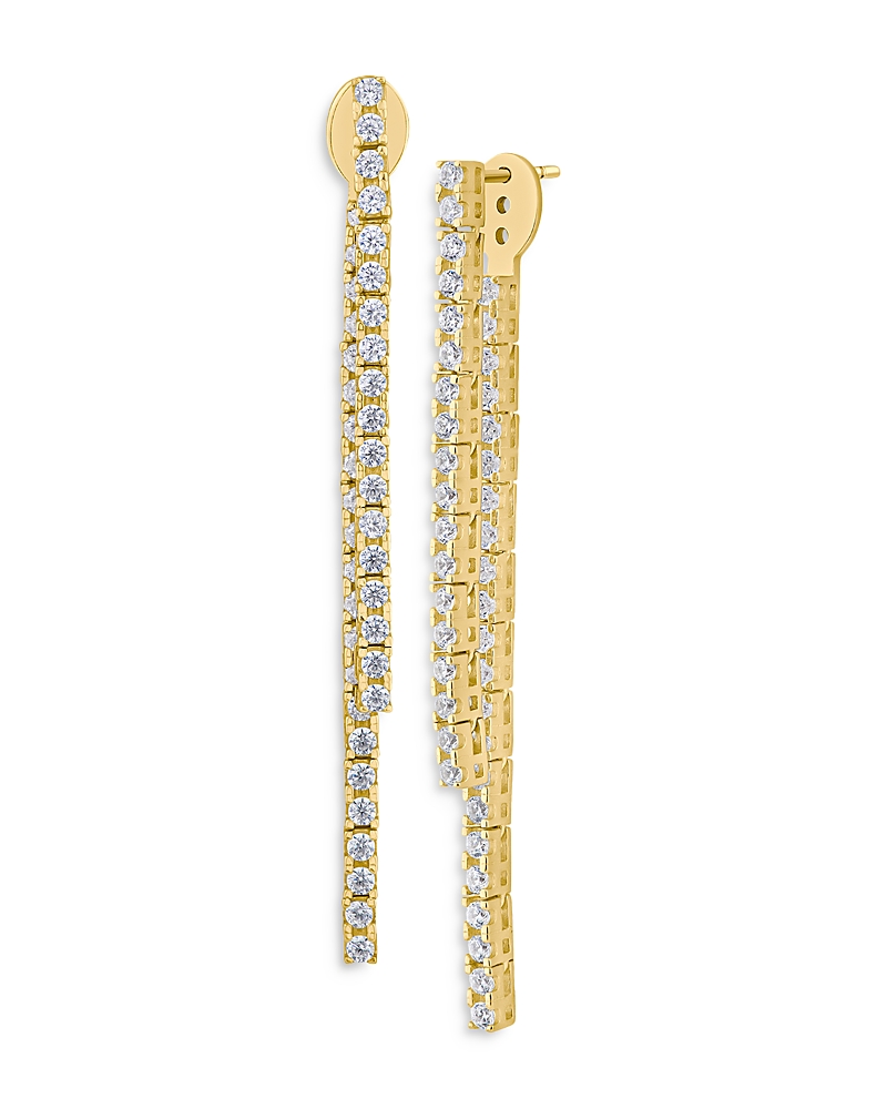 Kenneth Jay Lane Cubic Zirconia Front To Back Earrings 14k Gold Plated In Gold