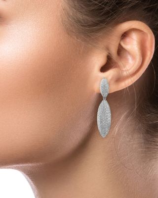 Pav&amp;eacute; Cubic Zirconia Double Marquise Drop Earrings