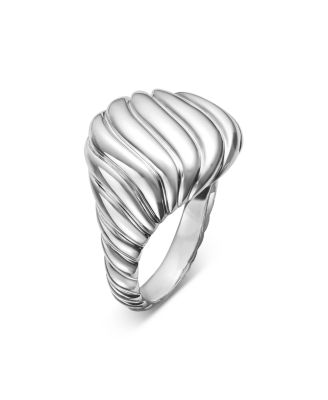 Sterling Silver Sculpted Cable Pinky Ring