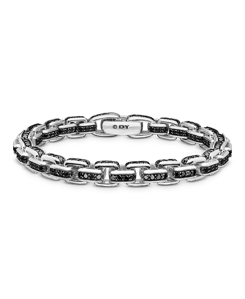 David Yurman Men's Box Chain Bracelet in Sterling Silver with Black Diamonds, 7.3mm